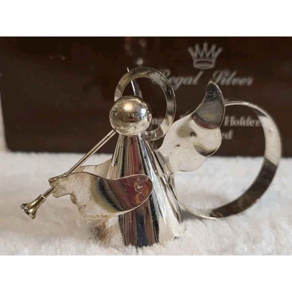 Set Of 4 Vintage Regal Silver Angel Napkin Holders‎ Rings Silver-Plated 1985